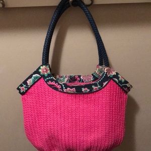 Vera Bradley Pink Straw Tote Bag